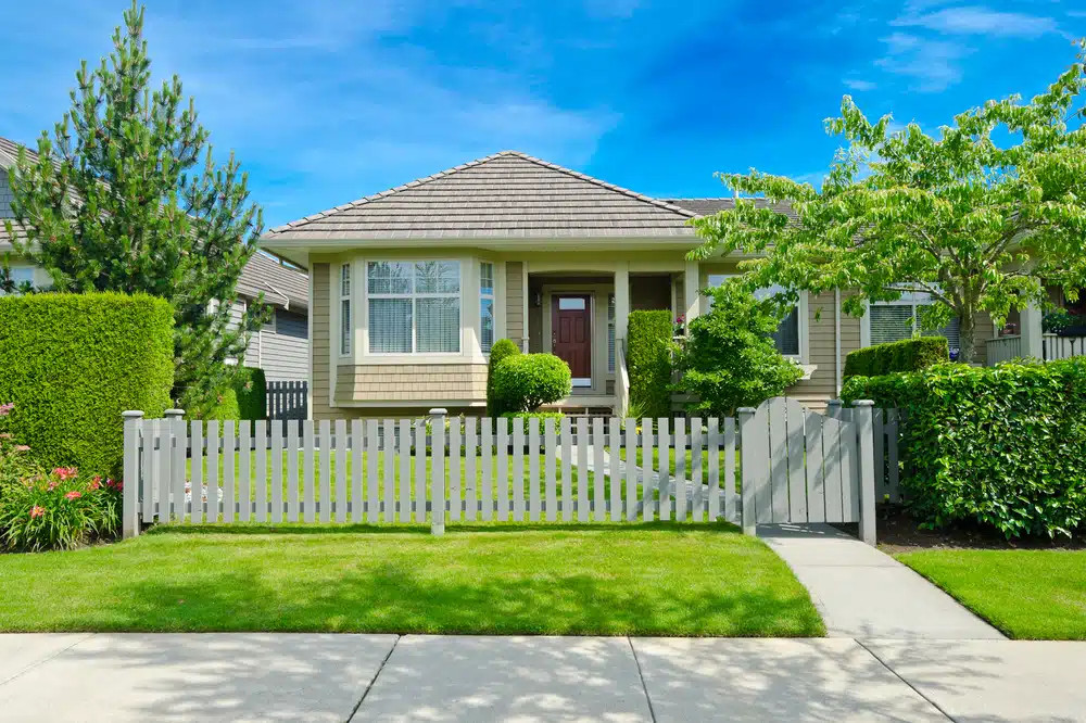 suburban home with greenery